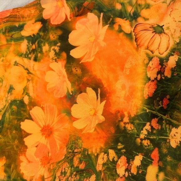 Urban Outfitters Ruffle Orange Floral Aubrey cap sleeve Mini Dress size S - Picture 5 of 9